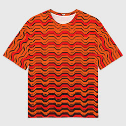 Футболка оверсайз мужская Красные линии и чёрные полосы, цвет: 3D-принт