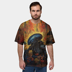 Футболка оверсайз мужская Чужой в осеннем лесу, цвет: 3D-принт — фото 2