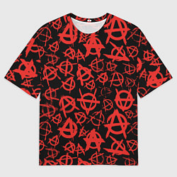 Мужская футболка оверсайз Узор анархия красный