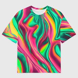 Мужская футболка оверсайз Неоновый голографик