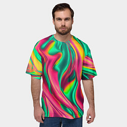 Футболка оверсайз мужская Неоновый голографик, цвет: 3D-принт — фото 2