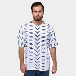 Футболка оверсайз мужская Чёрные и синие полосы на белом фоне, цвет: 3D-принт — фото 2