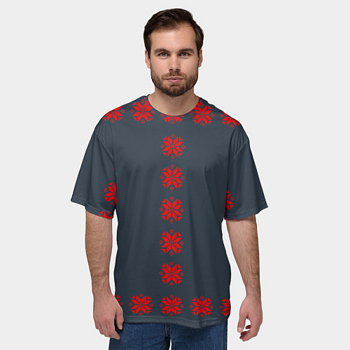 Мужская футболка оверсайз Этно - темный / 3D-принт – фото 3