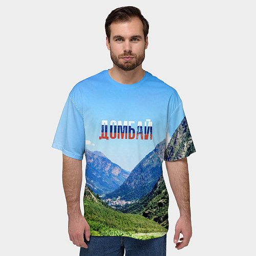 Мужская футболка оверсайз Домбай в цветах флага России / 3D-принт – фото 3