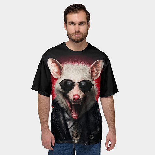 Мужская футболка оверсайз Крутой опоссум / 3D-принт – фото 3