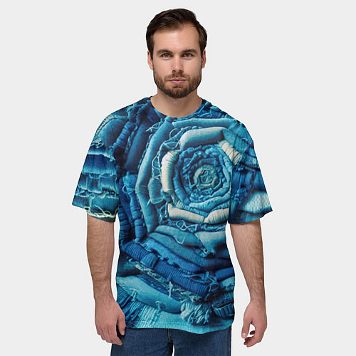 Мужская футболка оверсайз Джинсовая роза - нейросеть / 3D-принт – фото 3