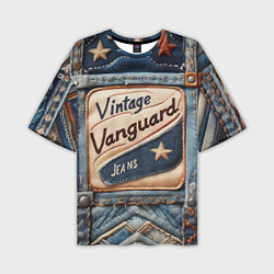 Футболка оверсайз мужская Vintage vanguard jeans - patchwork, цвет: 3D-принт