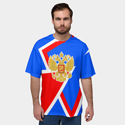 Футболка оверсайз мужская Герб России - патриотические цвета, цвет: 3D-принт — фото 2