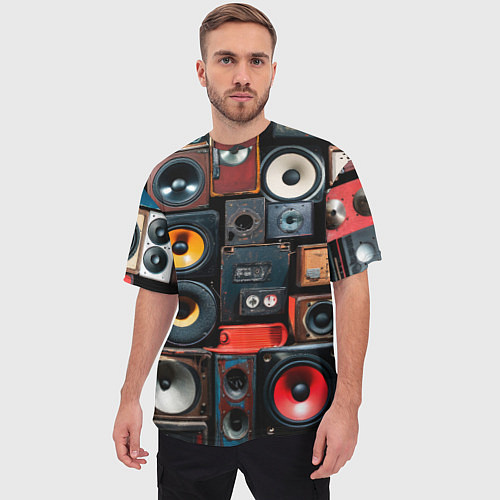 Мужская футболка оверсайз Audio speaker / 3D-принт – фото 3