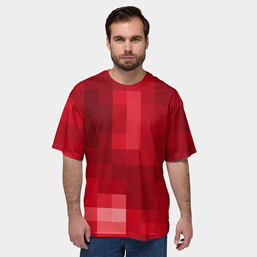 Мужская футболка оверсайз Red cubes abstraction / 3D-принт – фото 3