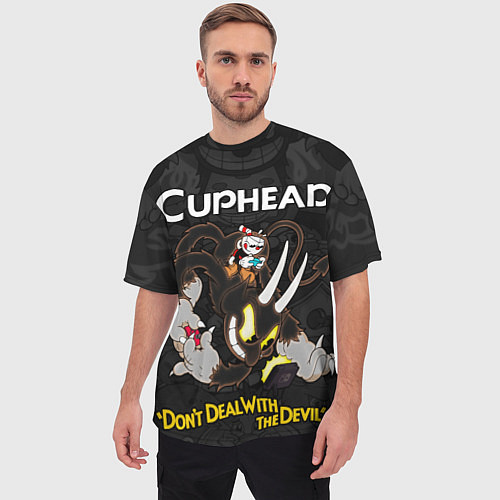Мужская футболка оверсайз Cuphead - devil play game / 3D-принт – фото 3