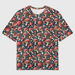 Футболка оверсайз мужская Гриб красный мухомор паттерн, цвет: 3D-принт