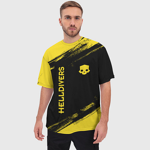 Мужская футболка оверсайз Logo Helldivers / 3D-принт – фото 3