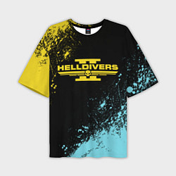 Футболка оверсайз мужская Helldivers 2 logo yellow and blue splash, цвет: 3D-принт