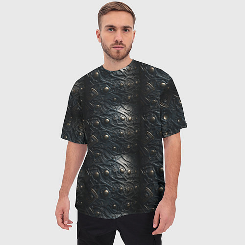 Мужская футболка оверсайз Темная текстурная броня / 3D-принт – фото 3