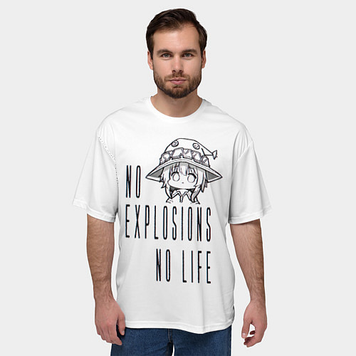 Мужская футболка оверсайз No explosions no life / 3D-принт – фото 3