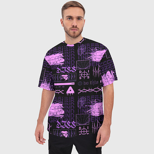 Мужская футболка оверсайз Underground pattern color / 3D-принт – фото 3