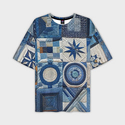 Мужская футболка оверсайз Denim patchwork - ai art