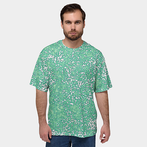 Мужская футболка оверсайз Текстура изумрудный / 3D-принт – фото 3