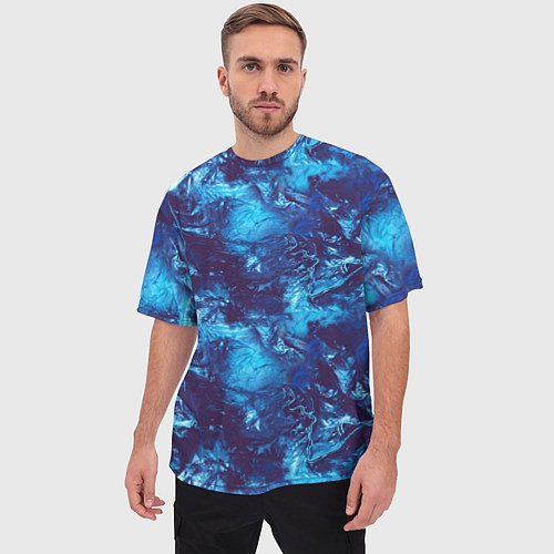 Мужская футболка оверсайз Ледяной синий / 3D-принт – фото 3