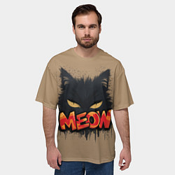 Футболка оверсайз мужская Силуэт кошки мяу, цвет: 3D-принт — фото 2