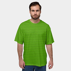 Футболка оверсайз мужская Кислотный зелёный имитация сетки, цвет: 3D-принт — фото 2