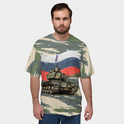 Футболка оверсайз мужская Танк с Российским флагом, цвет: 3D-принт — фото 2