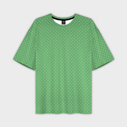Футболка оверсайз мужская Светлый зелёный в маленький белый горошек, цвет: 3D-принт