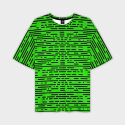 Футболка оверсайз мужская Чёрные полосы на зелёном фоне, цвет: 3D-принт