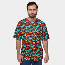 Футболка оверсайз мужская Огненные звезды и синее небо СССР, цвет: 3D-принт — фото 2