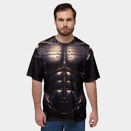Мужская футболка оверсайз Экзоскелет робота киборга с накаченным торсом / 3D-принт – фото 3
