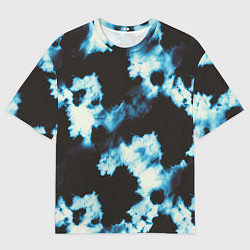 Мужская футболка оверсайз Чёрно синий тай дай