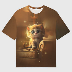 Футболка оверсайз мужская Теплый котик, цвет: 3D-принт