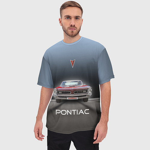 Мужская футболка оверсайз Американский масл-кар Pontiac GTO / 3D-принт – фото 3