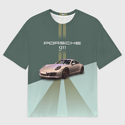 Футболка оверсайз мужская Спортивный автомобиль Порше 911, цвет: 3D-принт