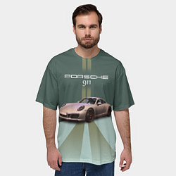 Футболка оверсайз мужская Спортивный автомобиль Порше 911, цвет: 3D-принт — фото 2