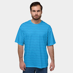 Футболка оверсайз мужская Паттерн яркий сине-голубой, цвет: 3D-принт — фото 2