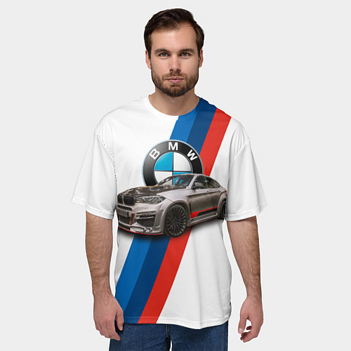 Мужская футболка оверсайз Немецкий кроссовер BMW X6 M / 3D-принт – фото 3