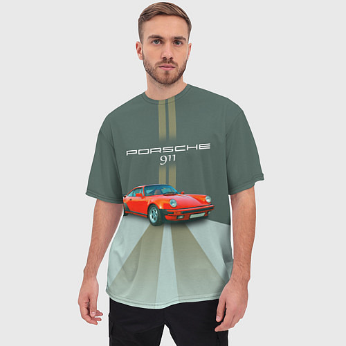 Мужская футболка оверсайз Porsche спортивный немецкий автомобиль / 3D-принт – фото 3