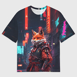 Футболка оверсайз мужская Лис-самурай, цвет: 3D-принт