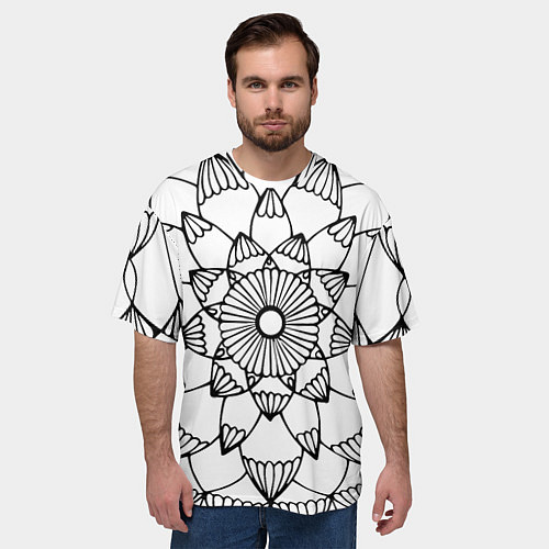 Мужская футболка оверсайз Мандала узор ракушка / 3D-принт – фото 3