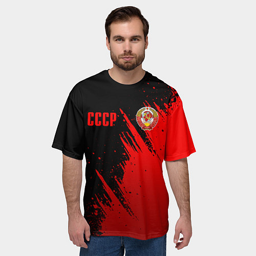 Мужская футболка оверсайз СССР - черно-красный / 3D-принт – фото 3