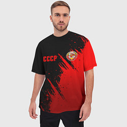 Футболка оверсайз мужская СССР - черно-красный, цвет: 3D-принт — фото 2