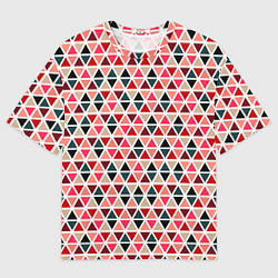 Футболка оверсайз мужская Бирюзово-розовый геометричный треугольники, цвет: 3D-принт