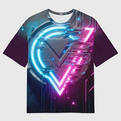 Футболка оверсайз мужская Neon geometric abstraction - ai art, цвет: 3D-принт