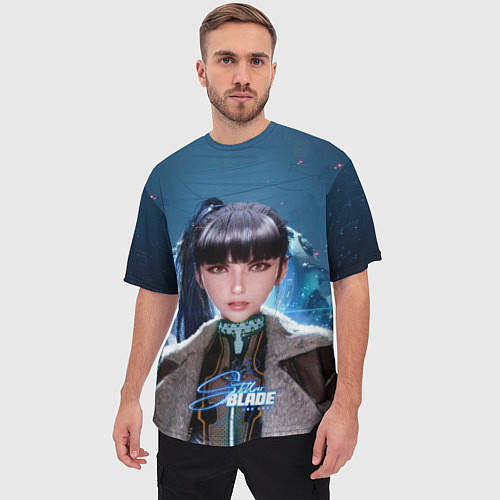 Мужская футболка оверсайз Stellar Blade ice / 3D-принт – фото 3