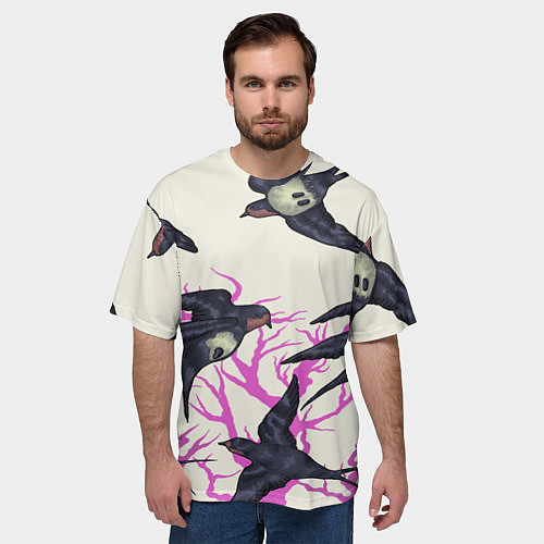 Мужская футболка оверсайз Migratory birds / 3D-принт – фото 3