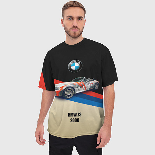 Мужская футболка оверсайз Немецкий родстер BMW Z3 / 3D-принт – фото 3