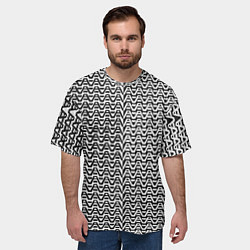 Футболка оверсайз мужская Чёрно-белые волнистые линии, цвет: 3D-принт — фото 2