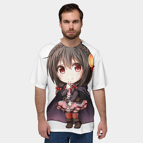 Мужская футболка оверсайз Konosuba Юн-юн чибик / 3D-принт – фото 3